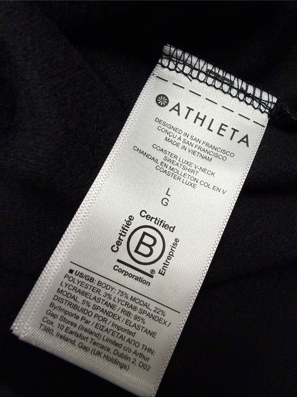 Athleta coaster luxe Black V-Neck Pullover Sweatshirt Large - Picture 7 of 7